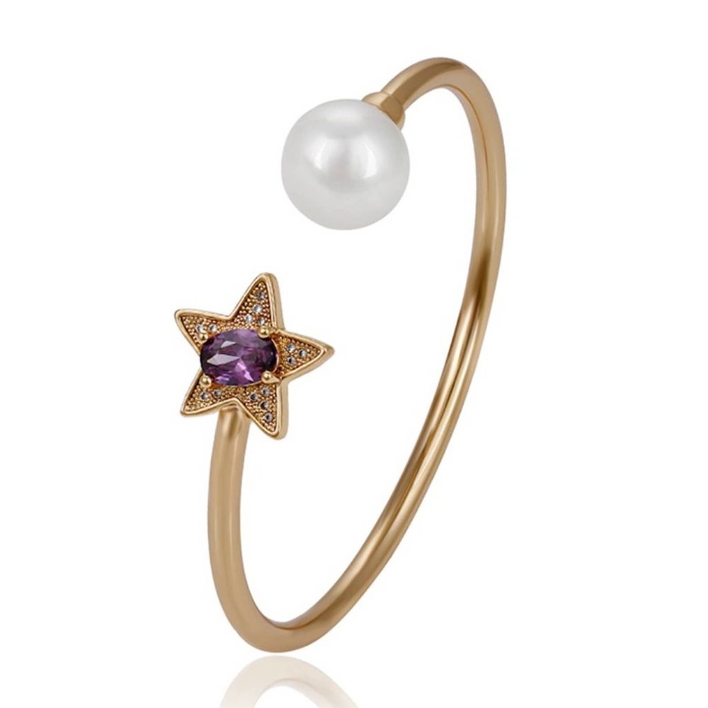 Sapphire Amethyst Ruby Star 18k Gold Plated Open Bangle - Picture 3 of 11